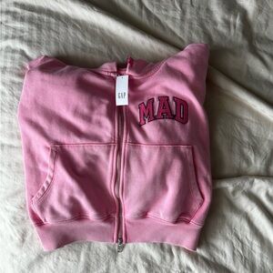 gap x madhappy collab pink zip up hoodie